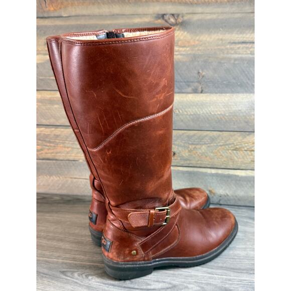 UGG Evanna Stout Tall Riding Boot Size 7.5 Zip Sherpa Fleece Lined Waterproof - Picture 7 of 16